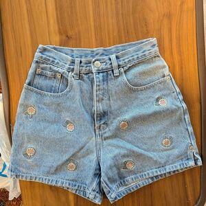 Jordache Blue Jean Shorts with Floral Embroidery